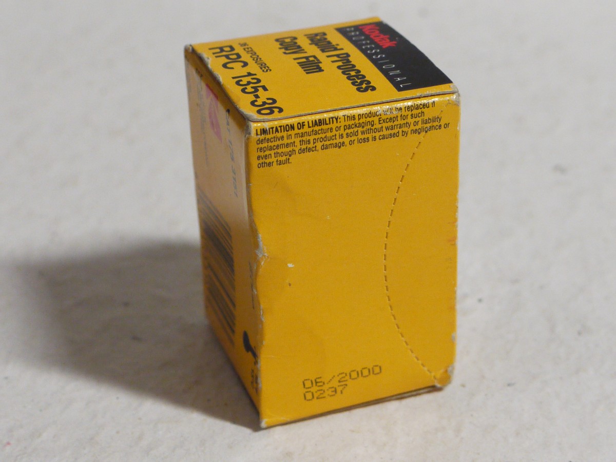 mwclassiccameras-20250124-357 Kodak Professional RPC (Rapid Process Copy Film) 36 Exposure, Slow High contrast, Expiry 2000. Sealed in original Cannister & Box. UNCOMMON