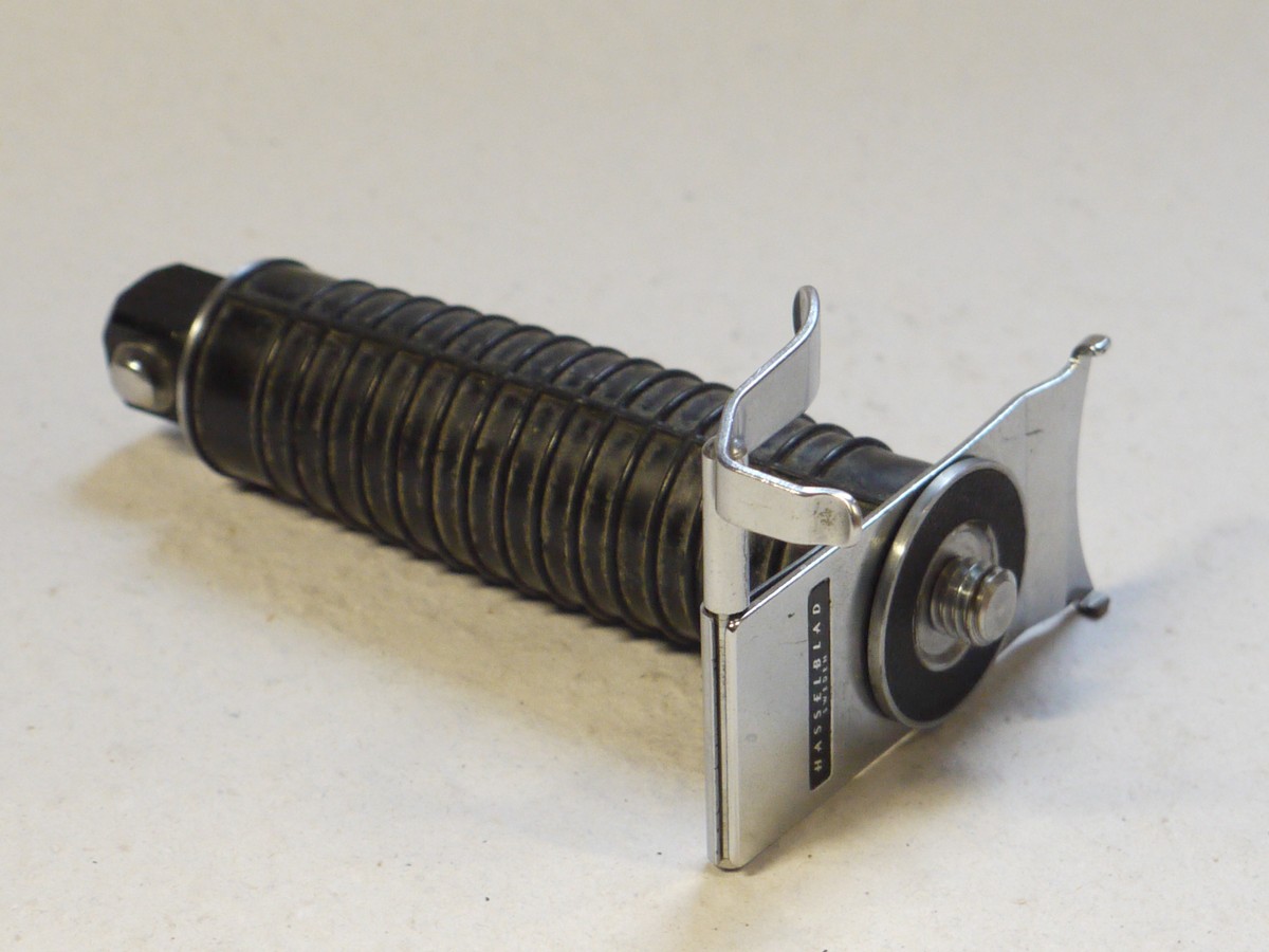 mwclassiccameras-20250131-147 Hasselblad Pistol Grip, shutter coupled with finger trigger. Early Type with all chrome top platform