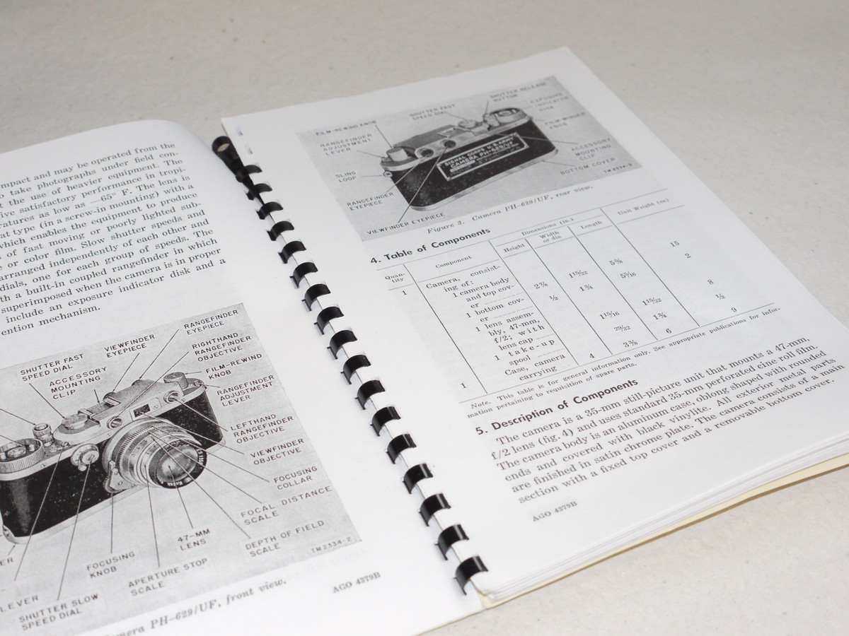 mwclassiccameras-20250131-23 Kardon Leica Copy Camera PH-629/UF Department of the Army Technical Manual, June 1951. 116 pages ion English