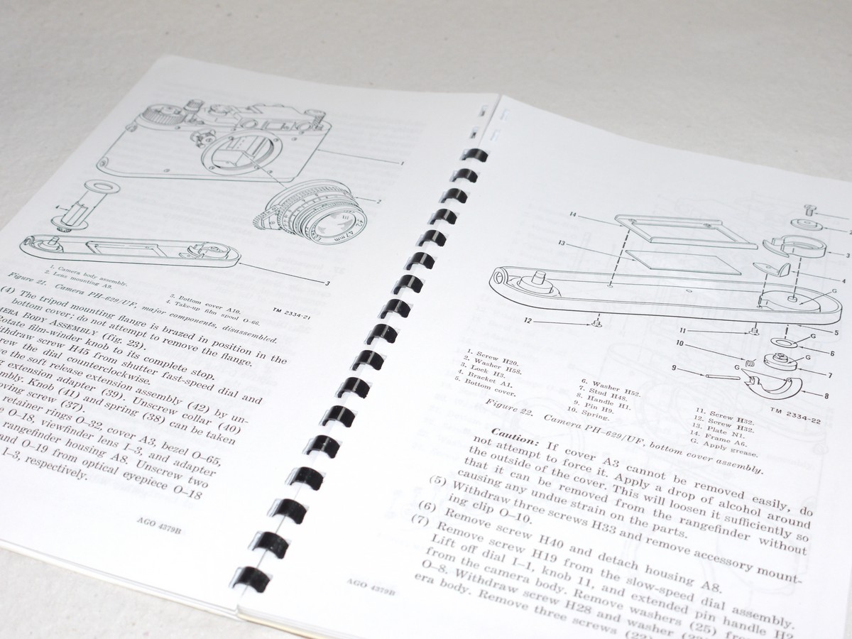 mwclassiccameras-20250131-24 Kardon Leica Copy Camera PH-629/UF Department of the Army Technical Manual, June 1951. 116 pages ion English