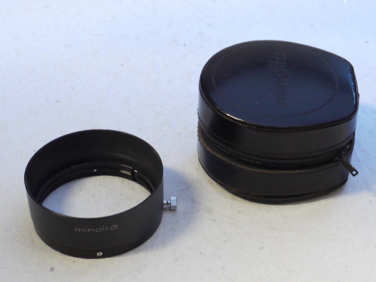 mwclassiccameras-20250207-115 Minolta 57mm D57KG metal lens hood fior 58mm f1.4 lens, with fixing screw + Minolta case