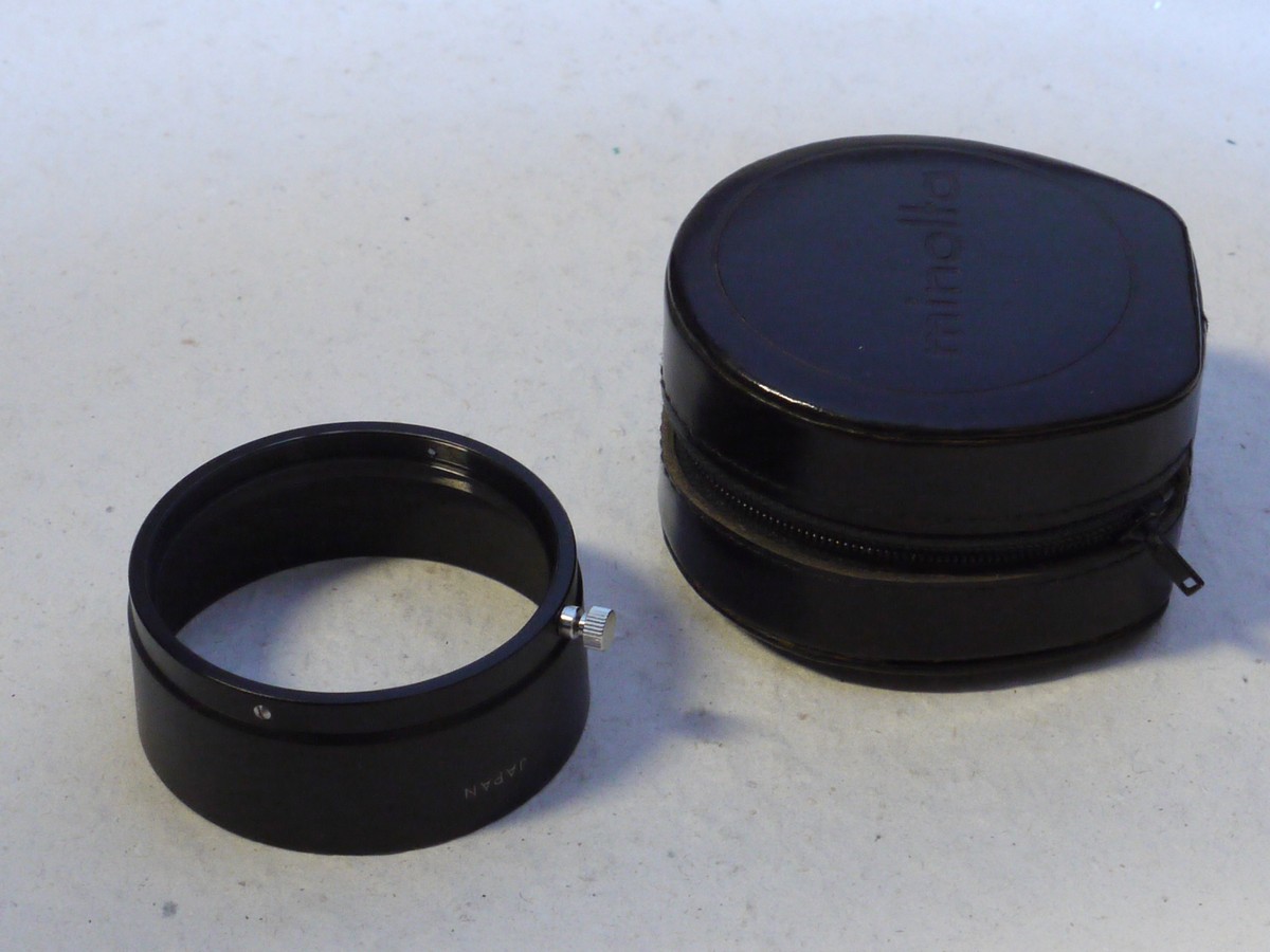 mwclassiccameras-20250207-116 Minolta 57mm D57KG metal lens hood fior 58mm f1.4 lens, with fixing screw + Minolta case