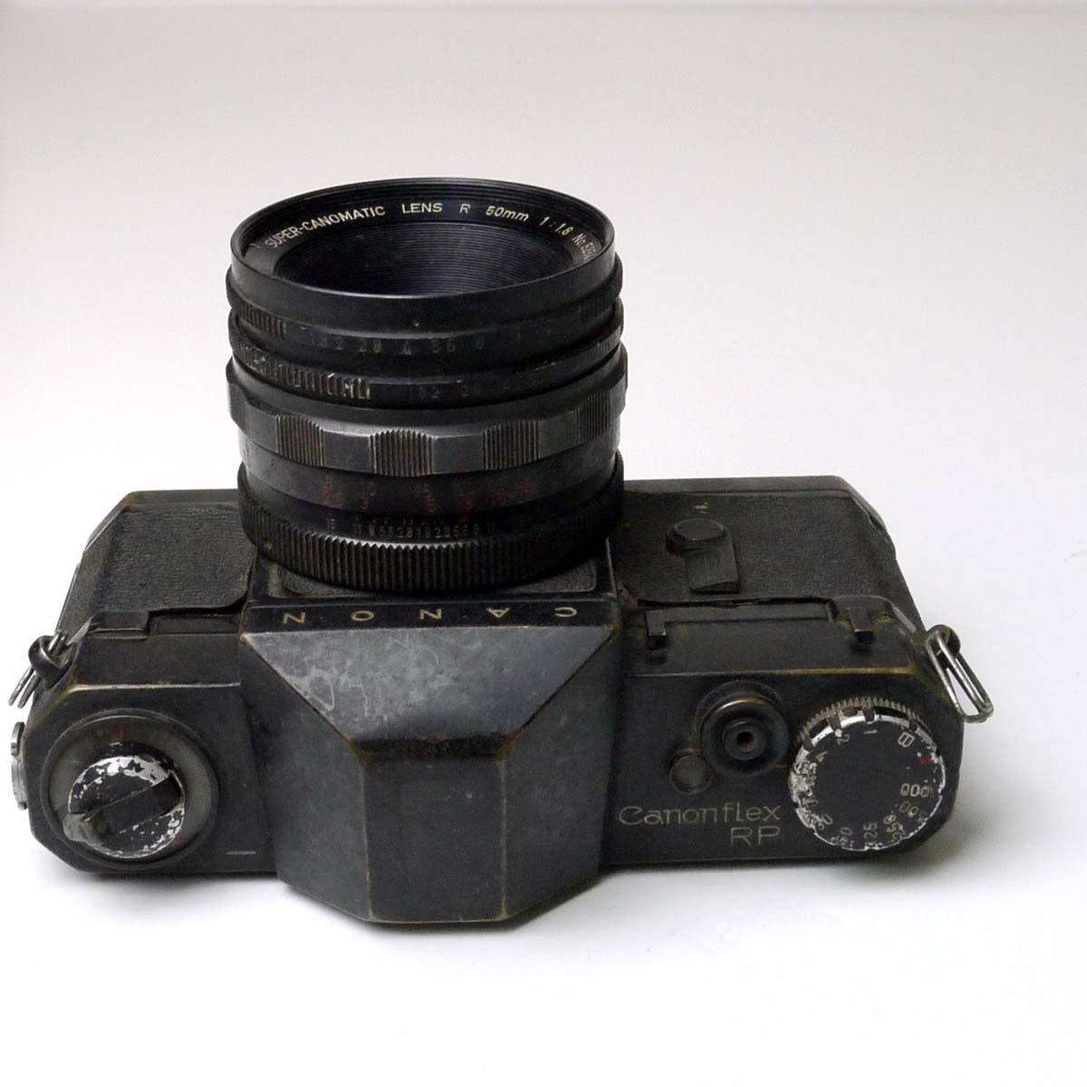 mwclassiccameras-20250228-162 Canon Canonflex RP 35mm SLR, Black + 50mm f1.8 Super Canomatic R breechlock mount lens. NEEDS REPAIR/RESTORATION