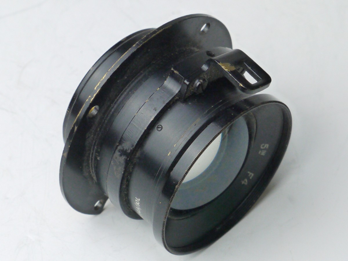 mwclassiccameras-20250314-216 British Air Ministry 5 inch f4 Military lens with Iris Diaphgragm & flange. Engraved "14A/1101"