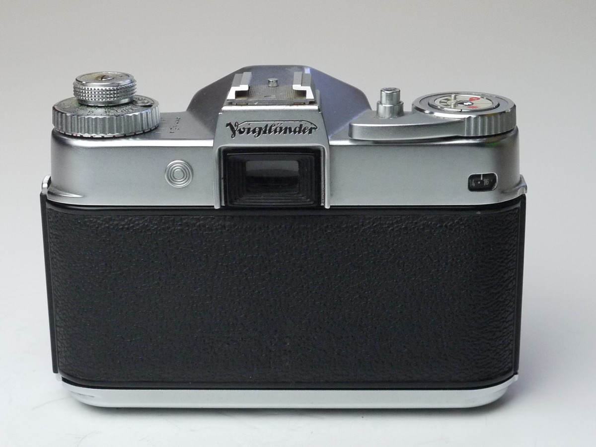mwclassiccameras-20250314-40 Voigtlander Bessamatic selenium metered SLR with removable accessory shoe + 50mm f2.8 Color-Skopar X interchangeable Deckel mount lens with makers front cap & ER case