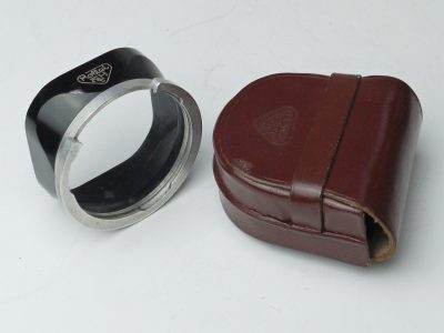 Rollei Bayonet 3 Metal lens hood, (Early Version marked "38") + makers leather case