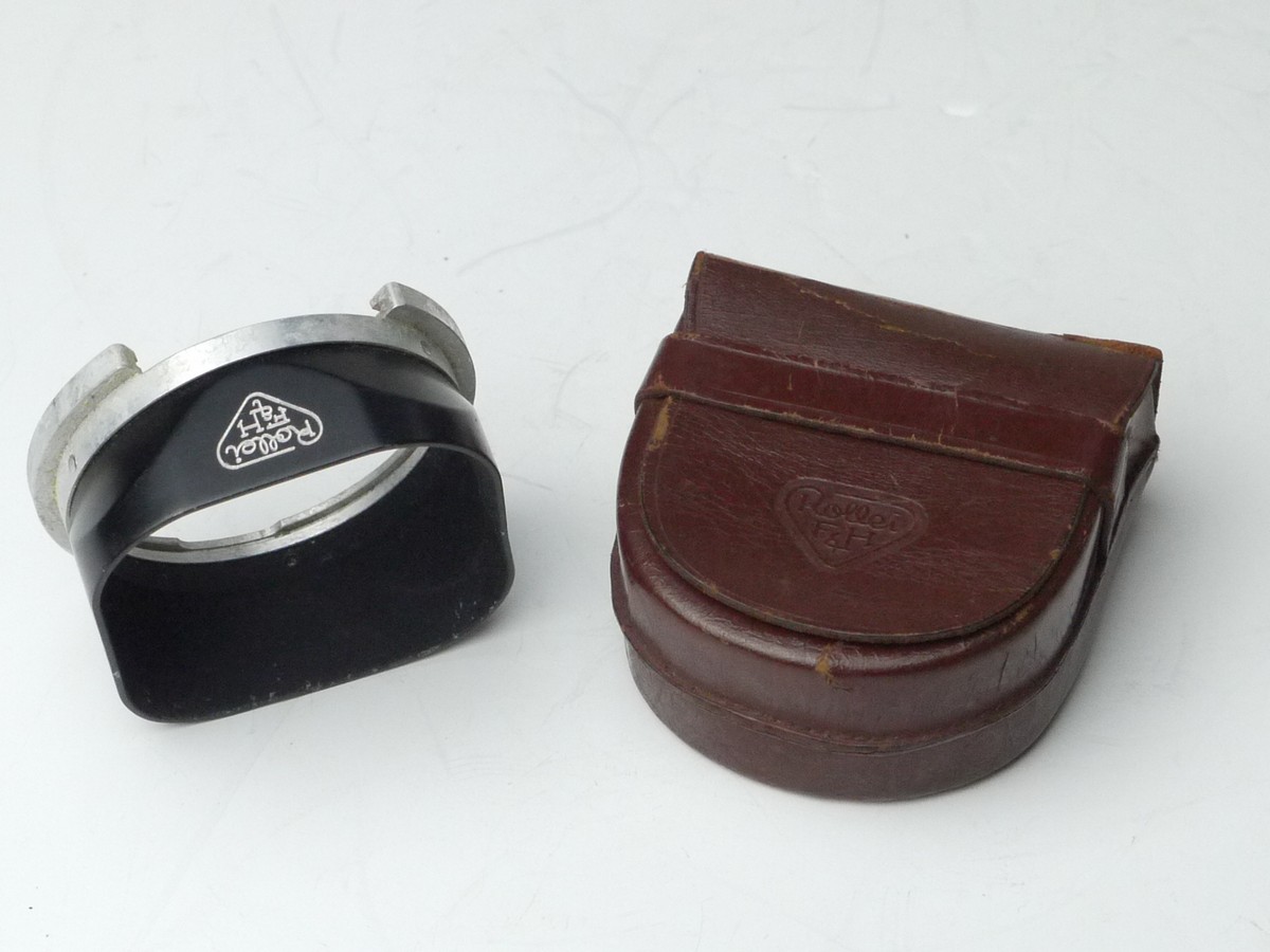 mwclassiccameras-20250314-90 Rollei Bayonet 3 Metal lens hood, (Early Version marked "38") + makers leather case