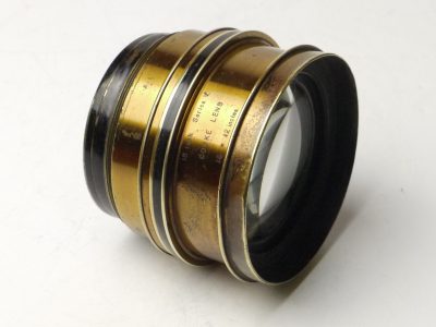 Taylor Hobson 18 inch f8 Series V Cooke Brass lens, covering 15x12 inches, with Iris Diaphragm. UNCOMMON
