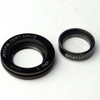 Leitz 39mm screw-in filter adapter for the Hektor lens + Leitz 25mm screw-in Close-Up 1 Lens. UNCOMMON