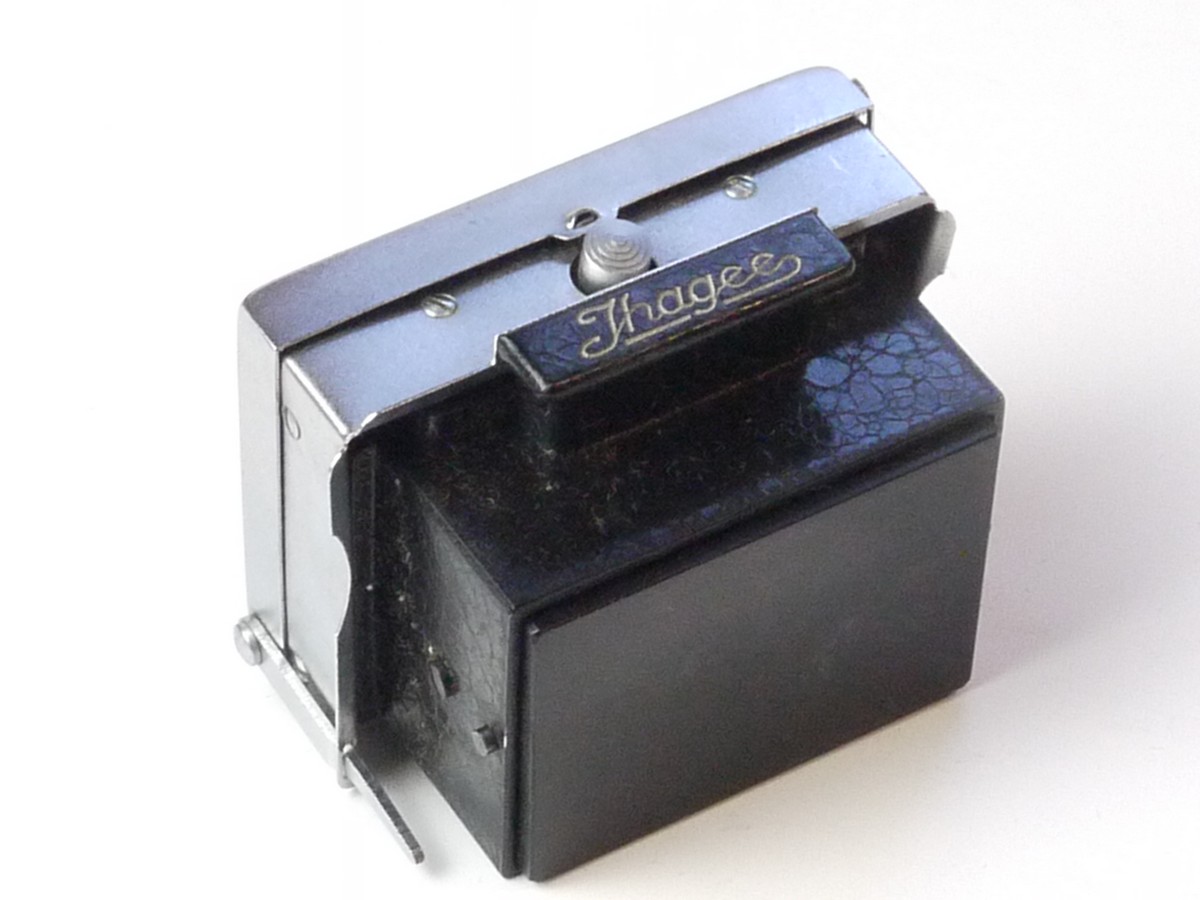 mwclassiccameras-20250411-66 Ihagee Waist-Level finder for Exakta 35mm SLR. Has been removed from the camera with non-interchangeable finder. Has built-in plain focusing screen