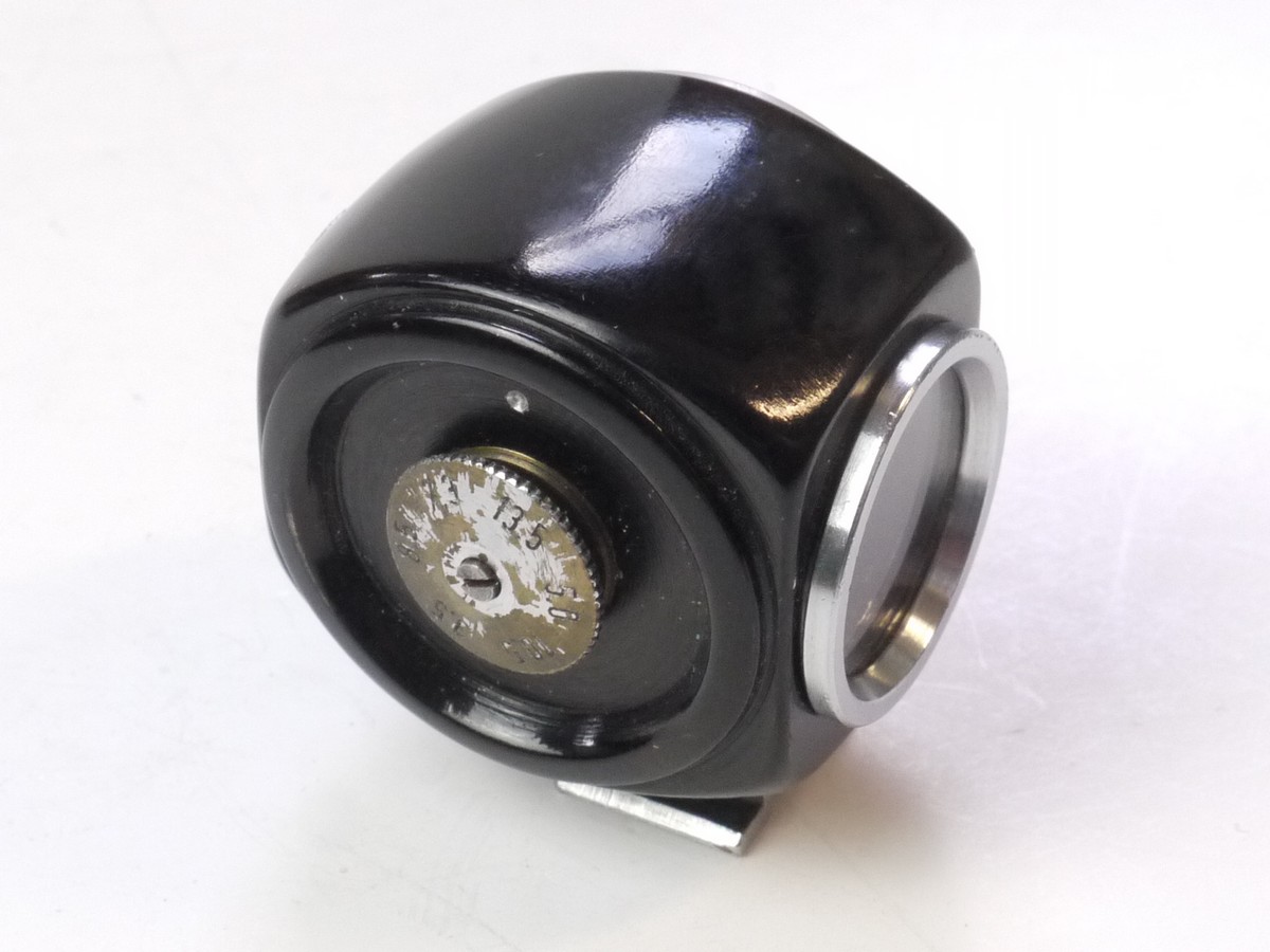 mwclassiccameras-20250425-173 Unbranded Multi Shoe finder, barrel shaped, with dial settings for 35, 50, 73, 85 & 135mm, with parrallax correction