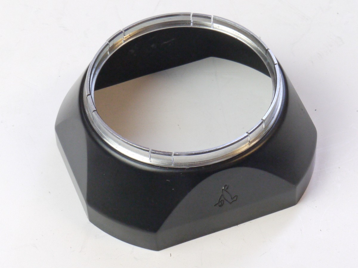 mwclassiccameras-20250425-81 Voigtlander 54mm push-on black metal lens hood 310/541, for the 50mm f2 Septon Bessamatic lens + Wata Brown leather case