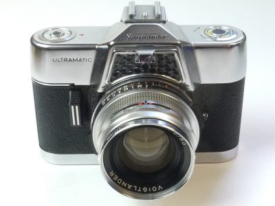 Voigtlander Ultramatic 35mm Selenium metered SLR + 50mm f2 Septon 7-element Deckel mount interchangeable lens with front cap & ER case