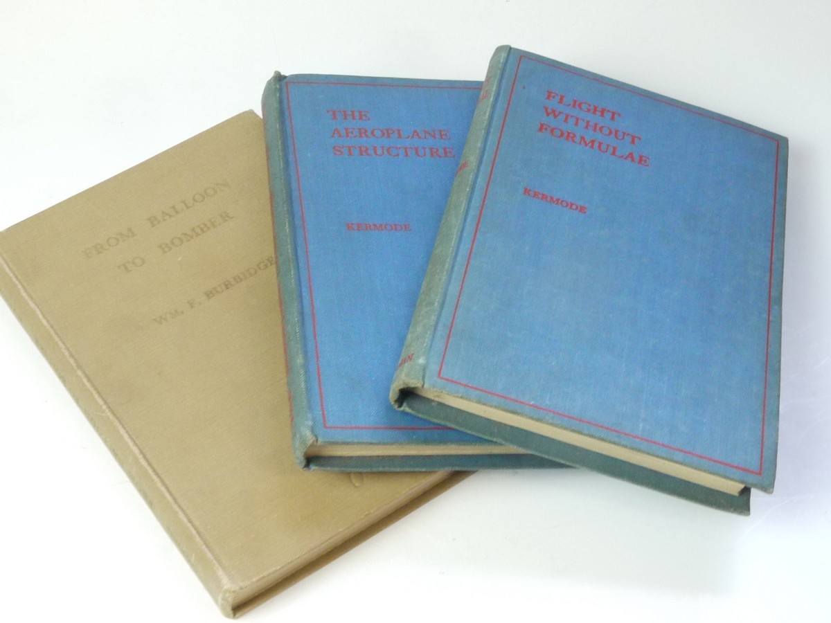 mwclassiccameras-20250502-138 Set of Three Pocket Books on Aviation. "From Baloon to Bomber" by Burbridge, c1946, "Flight Without Formulae" by Kermode, c1942 & "The Aeroplane Structure" by Kermode c1942. All Hardback & over 200 pages in English