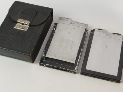 Newman & Guardia (N&G) set of Two 6x9 Double Sided Cut-Film holders (numbered) in leather case