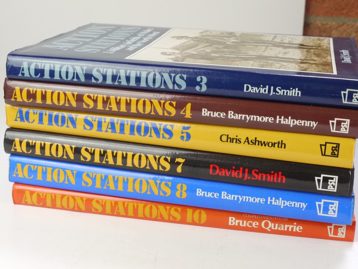 mwclassiccameras-20250523-170 Set of Six PSL publication books - Action Stations Volumes 3, 4, 5, 7, 8 & 10. "Military airfields of Wales & the North-West", "Military airfields of Yorkshire", "Military airfielkds of the South-West", "Military airfileds of Scotland, the North-East & Northern Ireland". "Military airfields of Greated London" & Suplement and Index" c1981-87. All hardback with dust covers