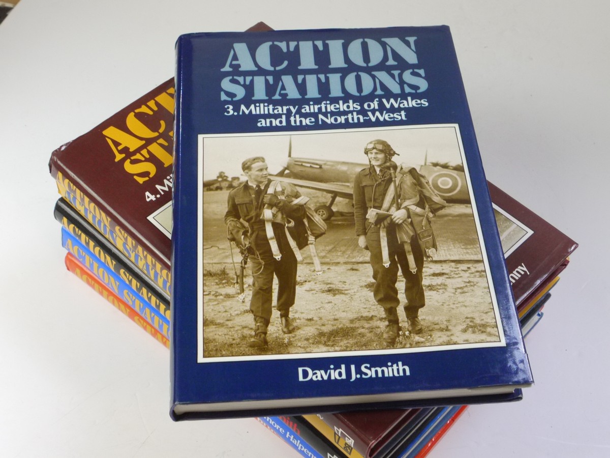 mwclassiccameras-20250523-171 Set of Six PSL publication books - Action Stations Volumes 3, 4, 5, 7, 8 & 10. "Military airfields of Wales & the North-West", "Military airfields of Yorkshire", "Military airfielkds of the South-West", "Military airfileds of Scotland, the North-East & Northern Ireland". "Military airfields of Greated London" & Suplement and Index" c1981-87. All hardback with dust covers