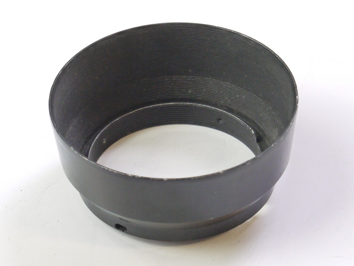 mwclassiccameras-20250523-36 Nikon Clip-On metal lens hood for the 5cm f2 Nikon F lens. Early type with single metal Spring Grip