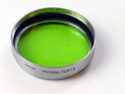 Leitz bayonet fitting Green Gr filter, chrome rim, for the 50mm f1.5 Summarit/Xenon lens + Leitz Red Box (XOOGP)