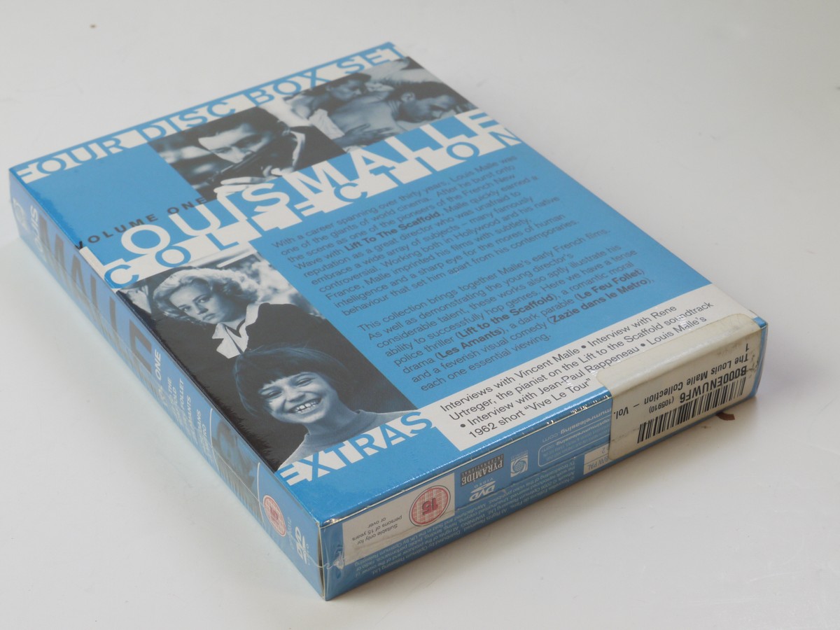 mwclassiccameras-20250606-175 Louis Malle Volume One. A 4 Disk DVD Box set ("Lift To The Scaffold", Le Feu Follet", "Les Amants" & "Zazie Dans Le Metro") with Extra features. Sealed, Unused. PAL/Region 2 (UK)