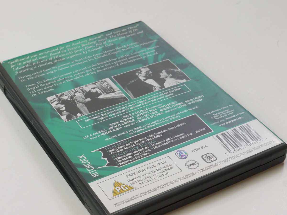 mwclassiccameras-20250606-217 Alfred Hitchcock Set of 4 Separate DVD Films ("Notorious", "Spellbound", "Rebecca" & "The 39 Steps") All with Special Features. PAL/Region 2 (UK)