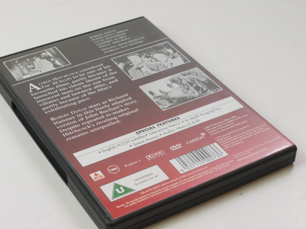 mwclassiccameras-20250606-220 Alfred Hitchcock Set of 4 Separate DVD Films ("Notorious", "Spellbound", "Rebecca" & "The 39 Steps") All with Special Features. PAL/Region 2 (UK)
