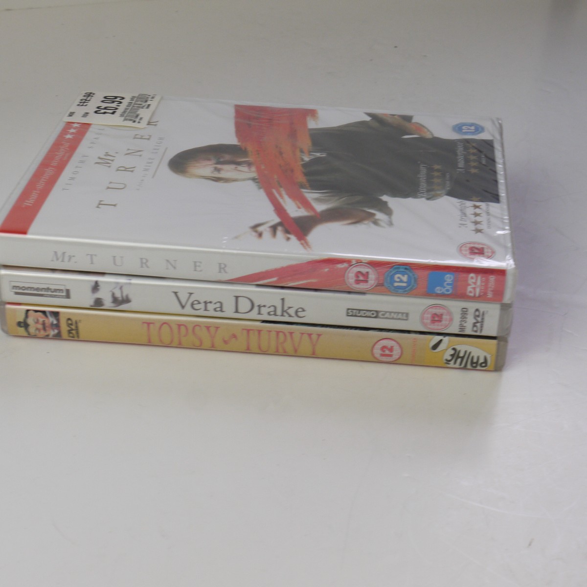 mwclassiccameras-20250620-118 Mike Leigh. 3 DVD Films ("Vera Drake", "Topsy Turvy" & "Mr Turner") All With Special Features. Two are Sealed. PAL/Region 2 (UK)
