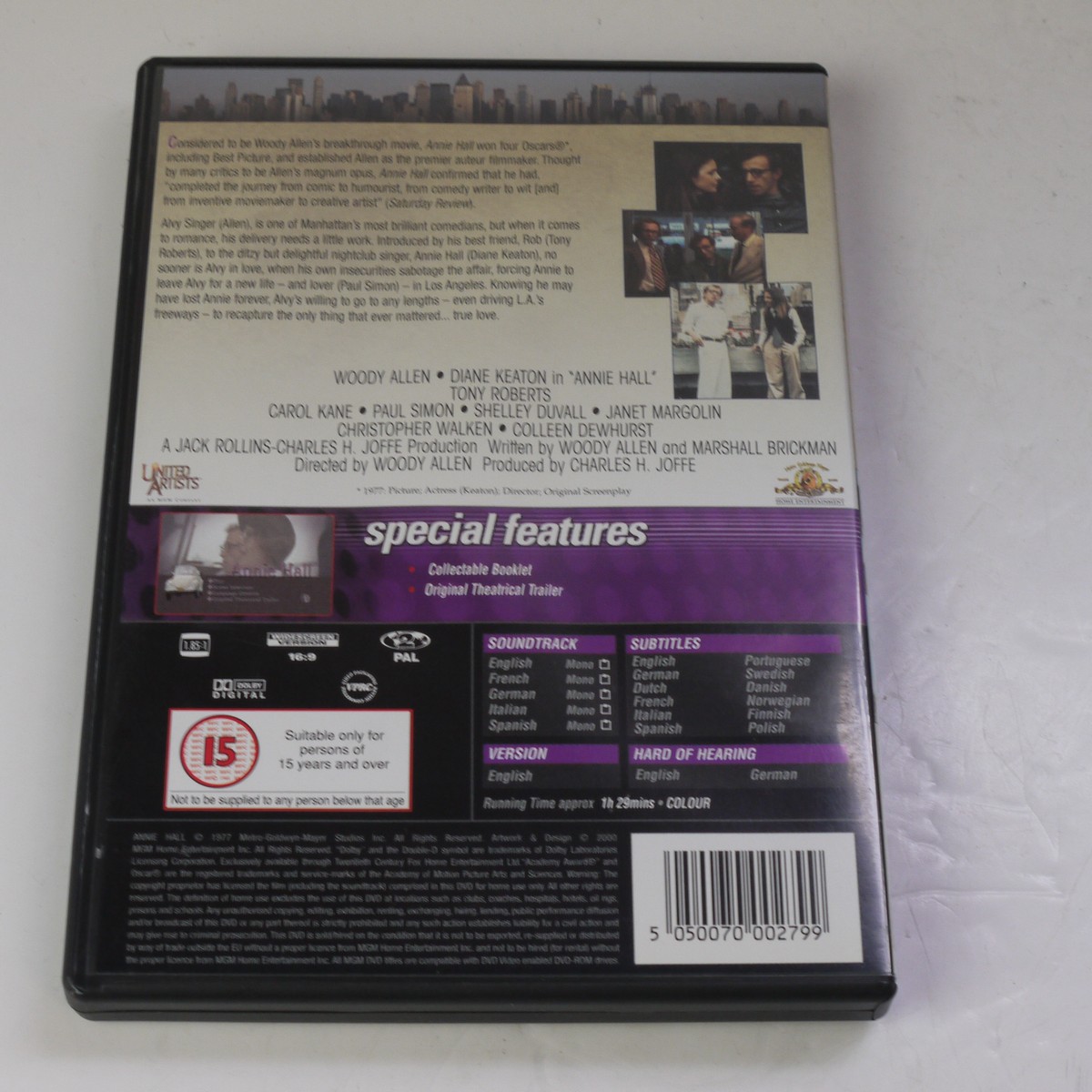 mwclassiccameras-20250620-159 Woody Allen Set of 8 Separate DVD Films ("Sleeper", "Love & Death", "Annie Hall", "Sweet & Lowdown", "Shadows & Fog", "Celebrity", "Interiors" & "Crimes and Misdemeanors")