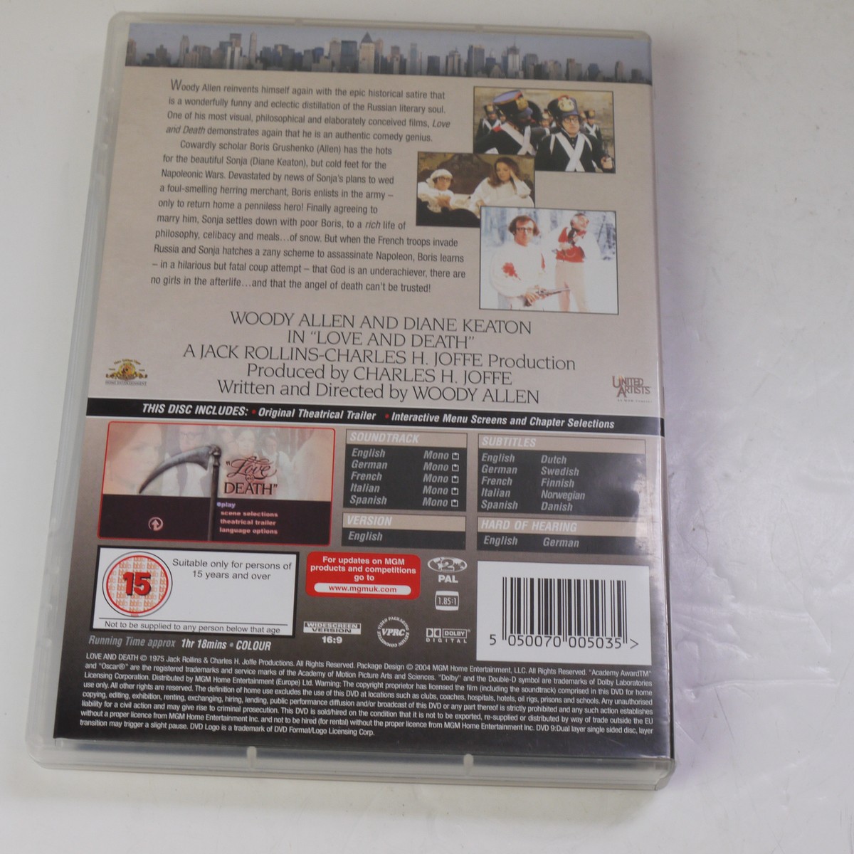 mwclassiccameras-20250620-165 Woody Allen Set of 8 Separate DVD Films ("Sleeper", "Love & Death", "Annie Hall", "Sweet & Lowdown", "Shadows & Fog", "Celebrity", "Interiors" & "Crimes and Misdemeanors")