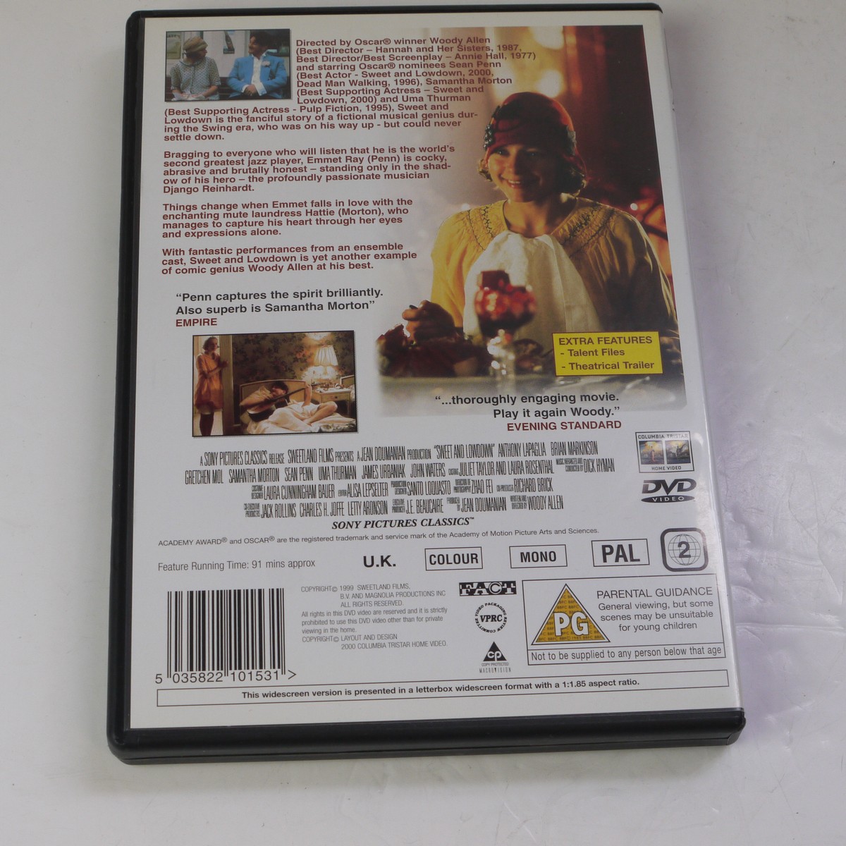 mwclassiccameras-20250620-167 Woody Allen Set of 8 Separate DVD Films ("Sleeper", "Love & Death", "Annie Hall", "Sweet & Lowdown", "Shadows & Fog", "Celebrity", "Interiors" & "Crimes and Misdemeanors")