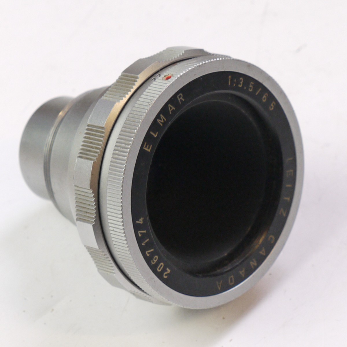 mwclassiccameras-20250620-308 Leitz 65mm f3.5 Elmar Macro Visoflex/Bellows lens (Needs Universal Focusing Adapter for use) + Leitz Caps & Matching Numbered Box