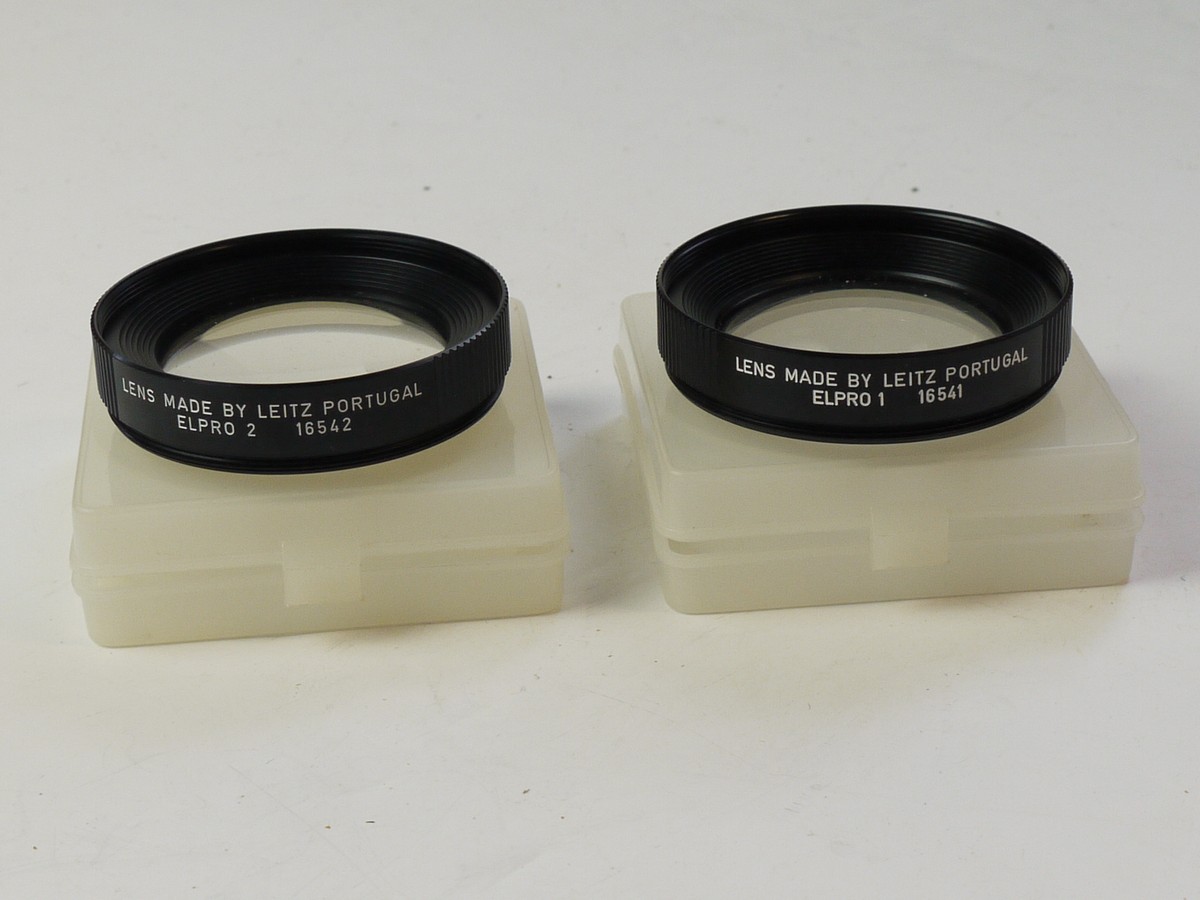 mwclassiccameras-20250620-413 Leitz 43mm screw-in Elpro 1 (16541) & Elpro 2 (16542) Close-Up lenses, both in keeper case