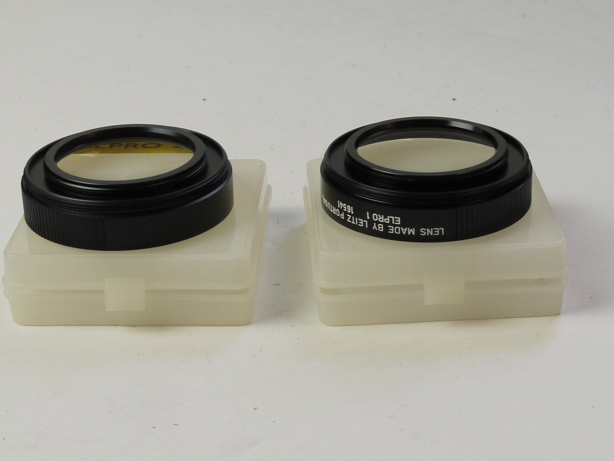mwclassiccameras-20250620-414 Leitz 43mm screw-in Elpro 1 (16541) & Elpro 2 (16542) Close-Up lenses, both in keeper case