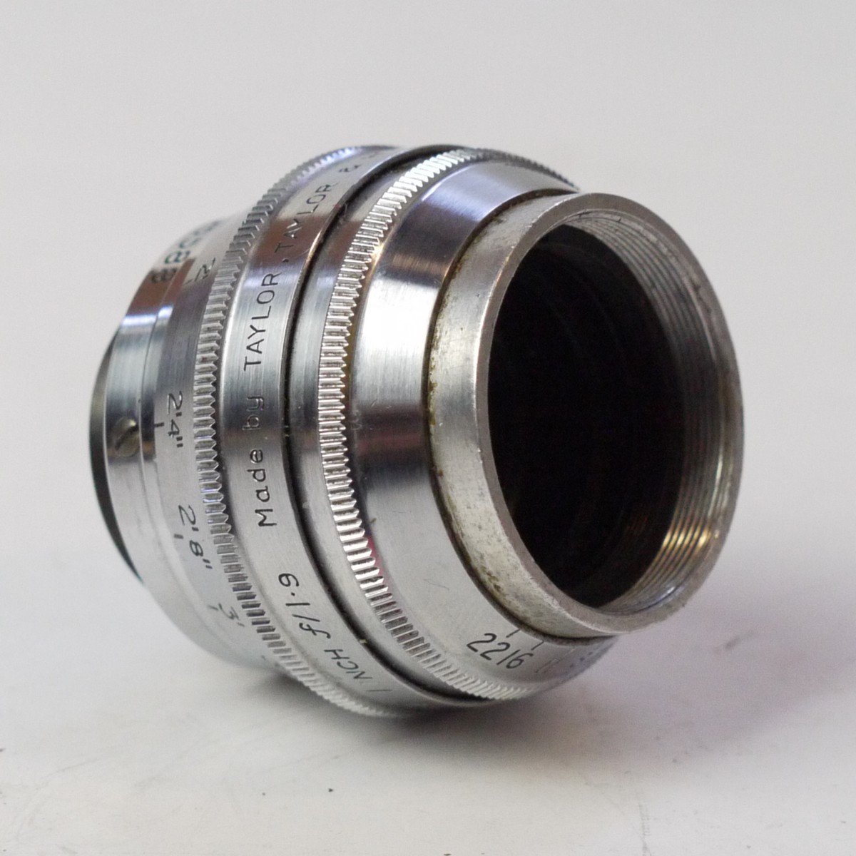 mwclassiccameras-20250627-158 Taylor Hobson 1 inch f1.9 Super Comat C mount cine lens, marked with "AP8683" Military engraving