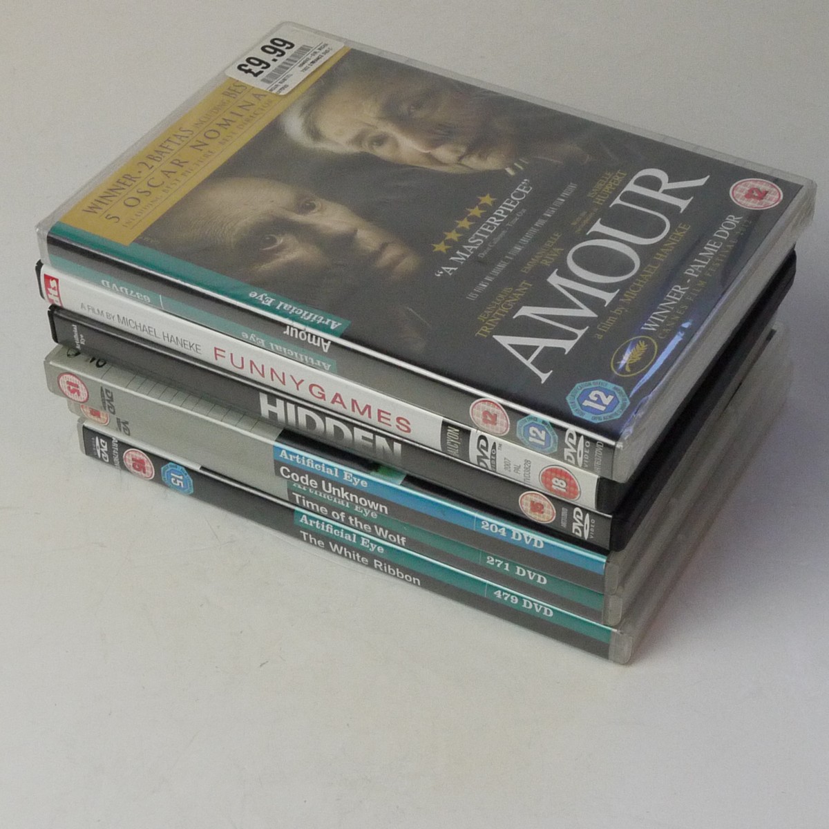 mwclassiccameras-20250704-123 Michael Haneke Set of 6 Separate DVD Films ("Hidden", "Funny Games", "Code Unknown", "Time of the Worlf", "The White Ribbon" & "Amour") With Special Features. PAL./Region 2 (UK)