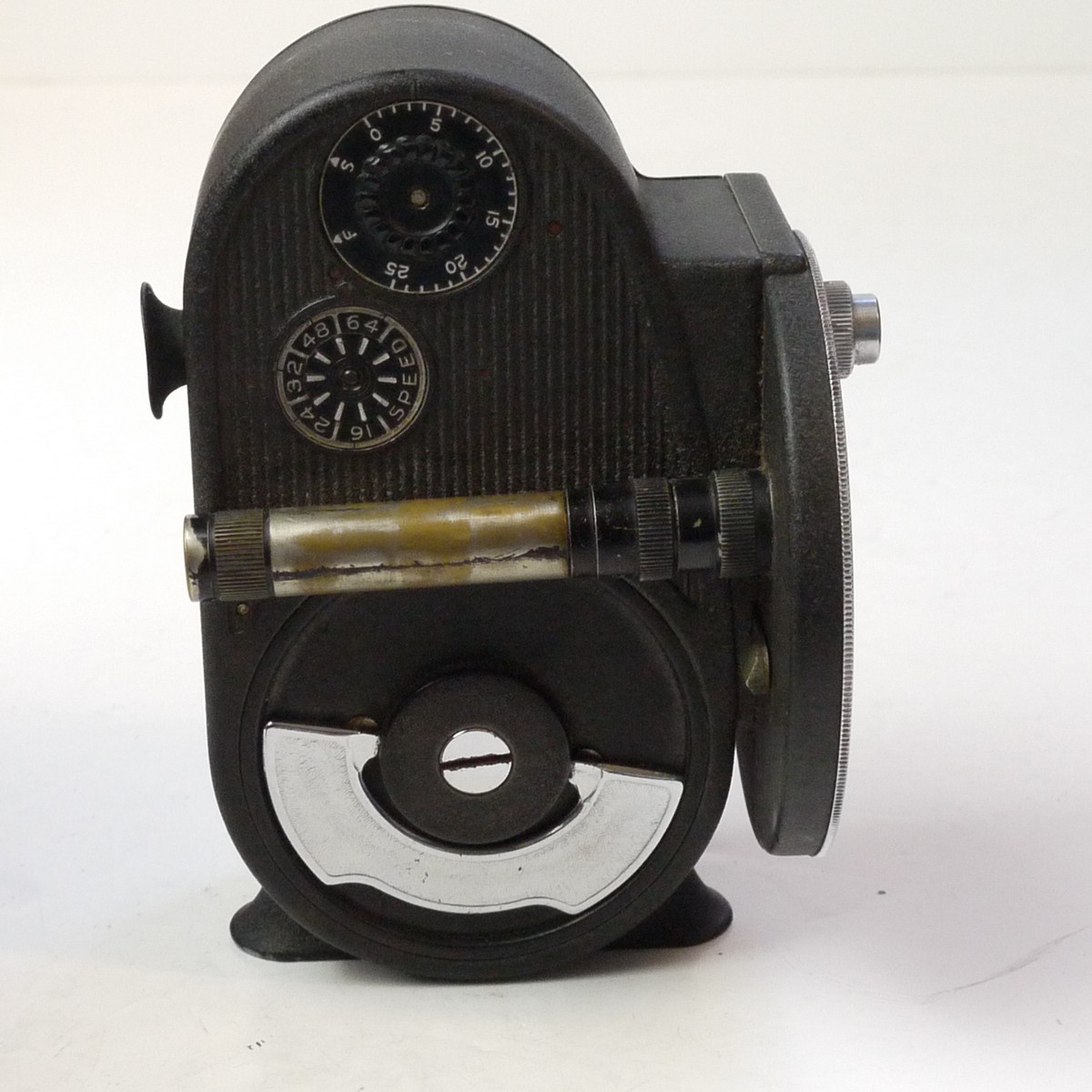 mwclassiccameras-20250704-153 Bell & Howell 134 Standard 8 Spring motored camera body with triple turret & strap + B&H leather outfit carrying case