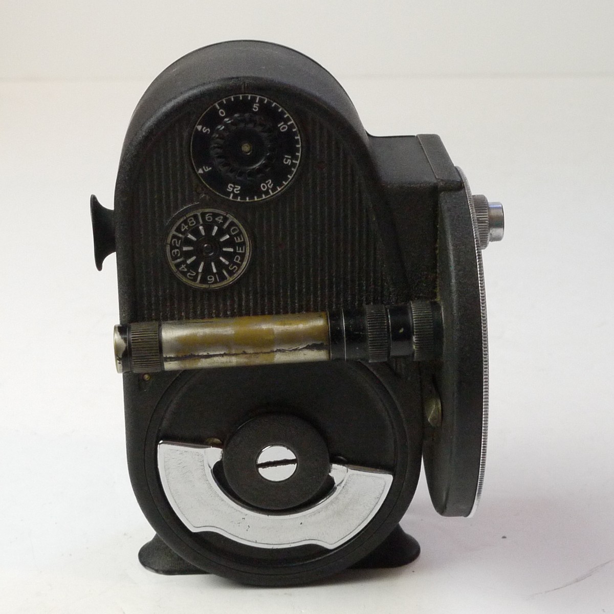 mwclassiccameras-20250704-154 Bell & Howell 134 Standard 8 Spring motored camera body with triple turret & strap + B&H leather outfit carrying case