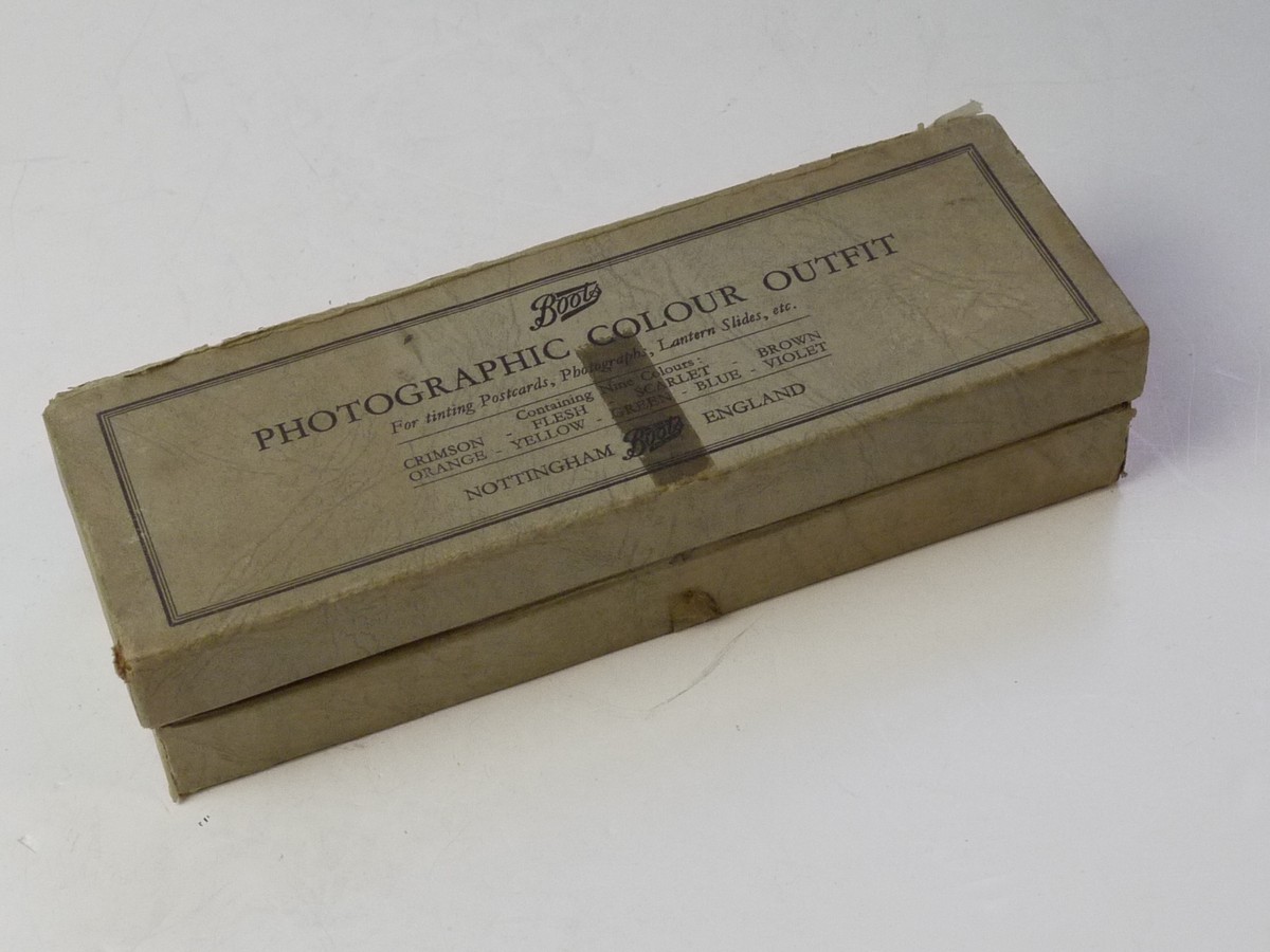 mwclassiccameras-20250704-204 Collection of Vintage Photo Tinting, Toners, Developer, Pencils, etc., All in makers Boxes