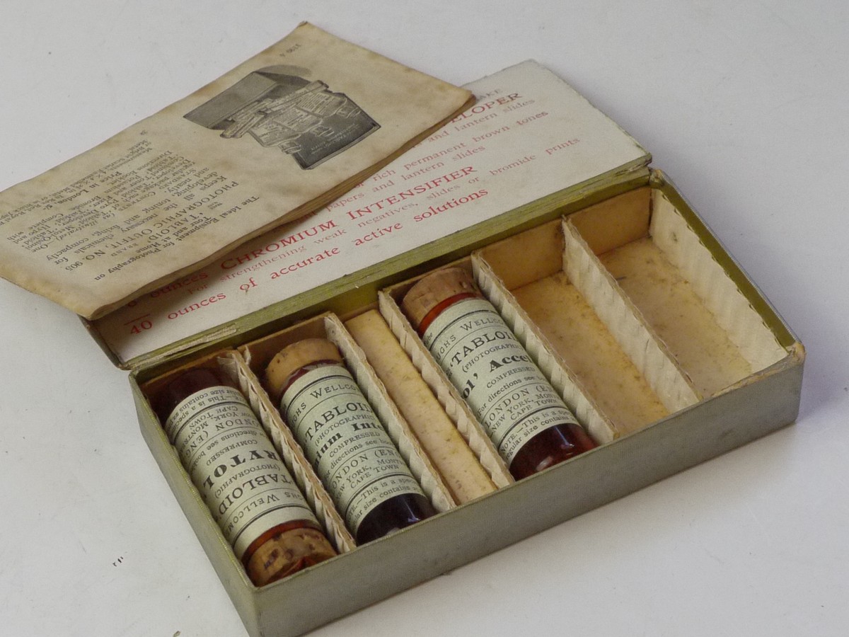 mwclassiccameras-20250704-210 Collection of Vintage Photo Tinting, Toners, Developer, Pencils, etc., All in makers Boxes