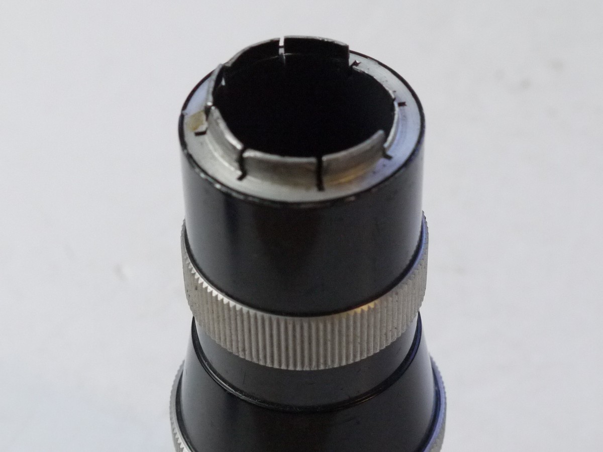 mwclassiccameras-20250711-173 Kern 100mm f3.3 Yvar AR Dummy/Display/Dealers lens with removable lens hood. SERIAL NO. 000000. Mo C mount, only a simpe push-on mount. UNCOMMON