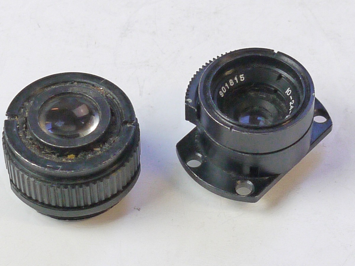 mwclassiccameras-20250711-200 Set of Two Microfilm lenses. 12.5mm f1.9 10-24-2 lens with Iris Diaphragm & flange + Another unmarked lens focusing helicoid but with No Iris. UNCOMMON