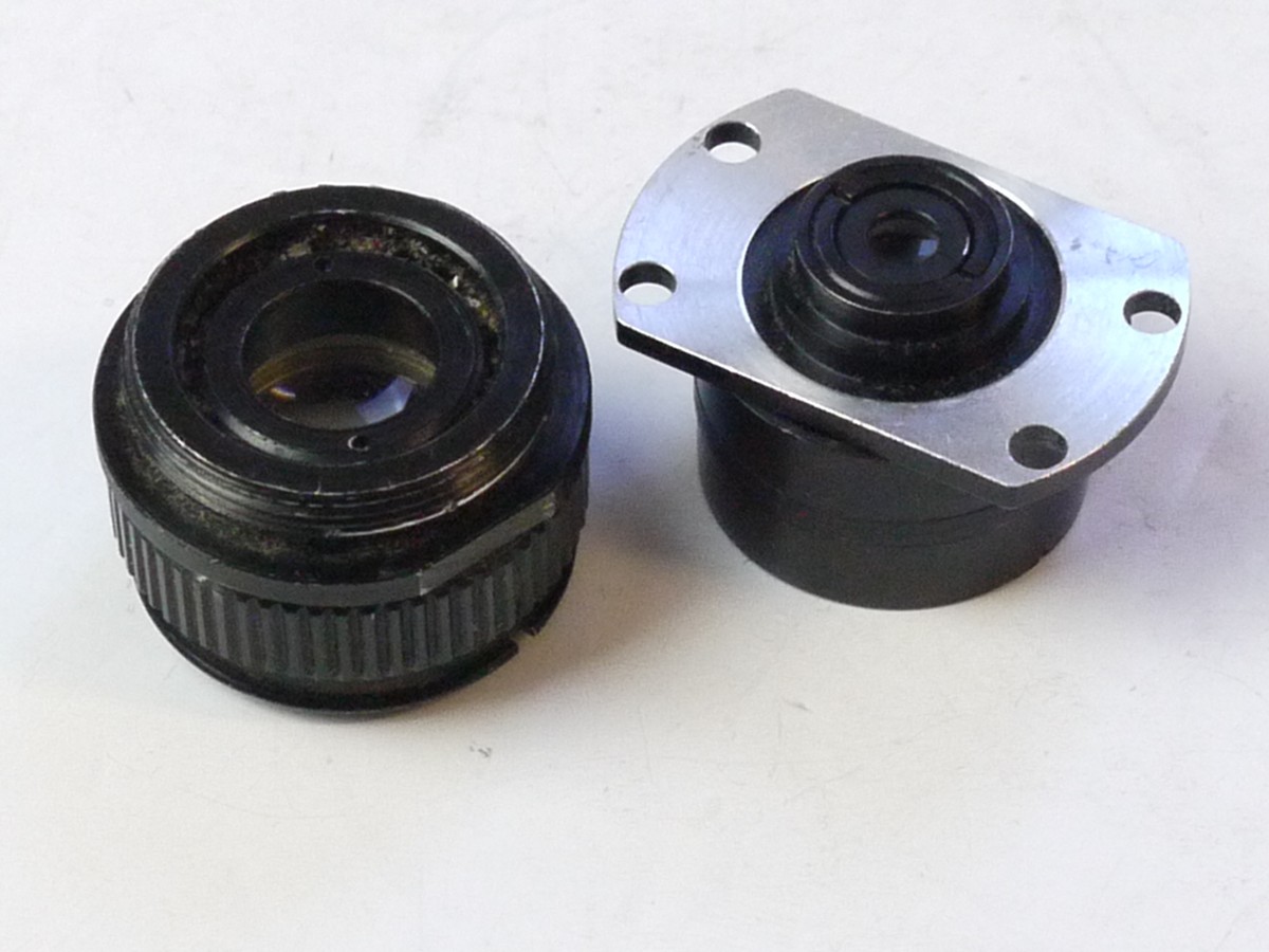 mwclassiccameras-20250711-201 Set of Two Microfilm lenses. 12.5mm f1.9 10-24-2 lens with Iris Diaphragm & flange + Another unmarked lens focusing helicoid but with No Iris. UNCOMMON