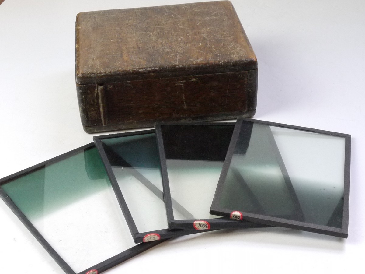 Vintage large Square glass Half-Grey filter set (10%, 18%, 25% & 40% ...