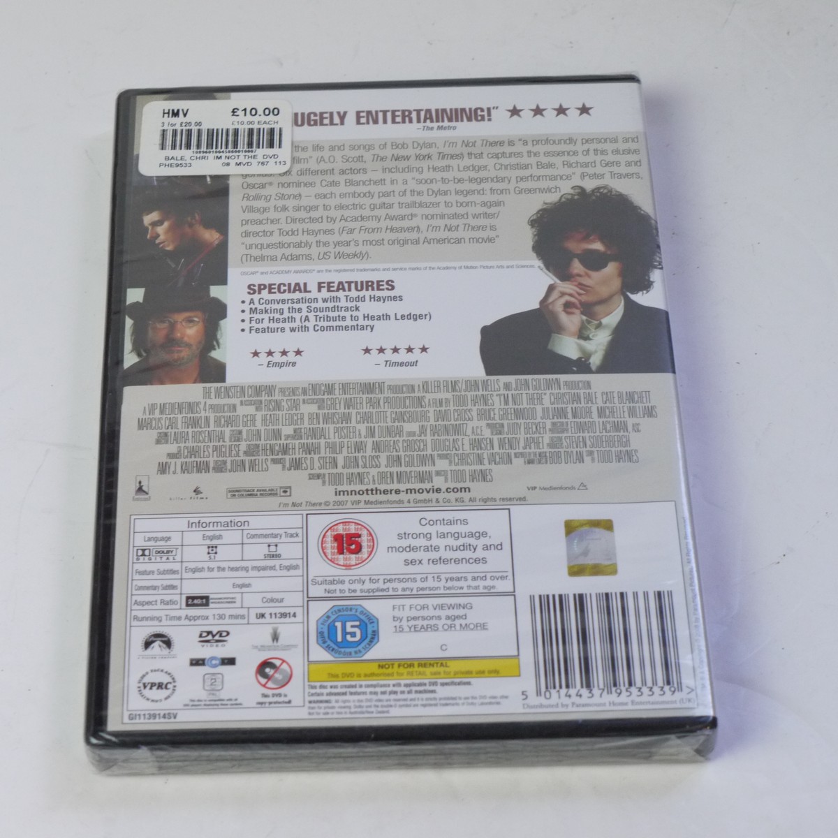 mwclassiccameras-20250718-45 I'm Not There, a film by Todd Haynes DVD with Special Features. Sealed. Region 2 (UK)