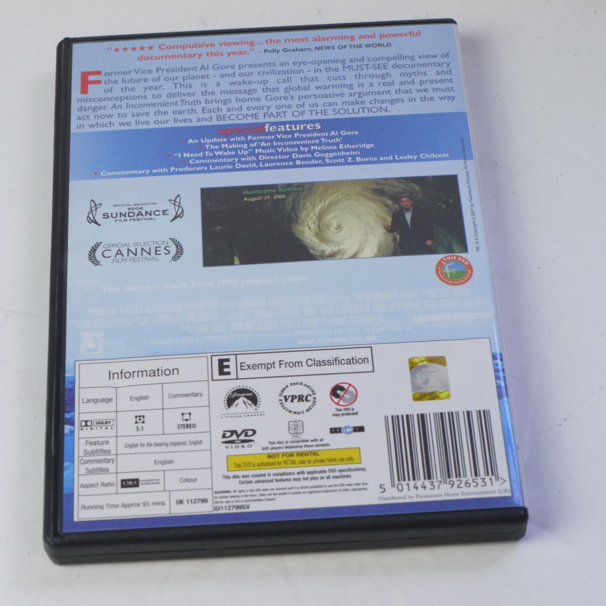 mwclassiccameras-20250718-47 An Inconvenient Truth, a film by David Guggenheim DVD with Special Features. Region 2 (UK)