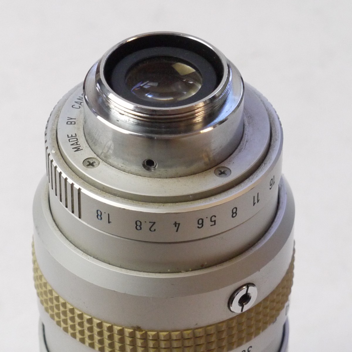 mwclassiccameras-20250808-121 Sony TV Zoom 12.5-75mm f1.8 C mout lens + Rubber lens hood & rear cap. "Made by Canon" engraved on the base