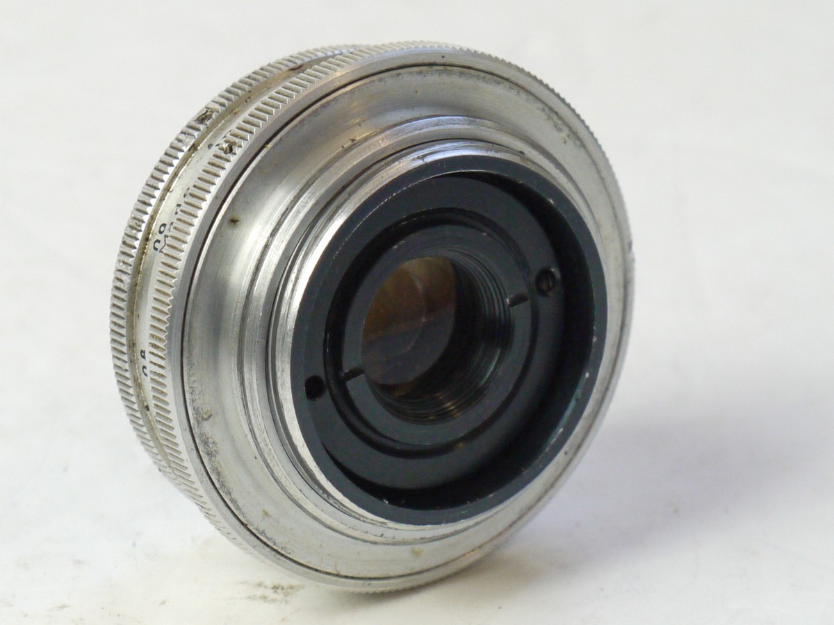 mwclassiccameras-20250815-10 Krasnagorsk 50mm f3.5 Industar-50 lens, all chrome, in L39/M39 screw mount (for the Zenit 3M L39 SLR)