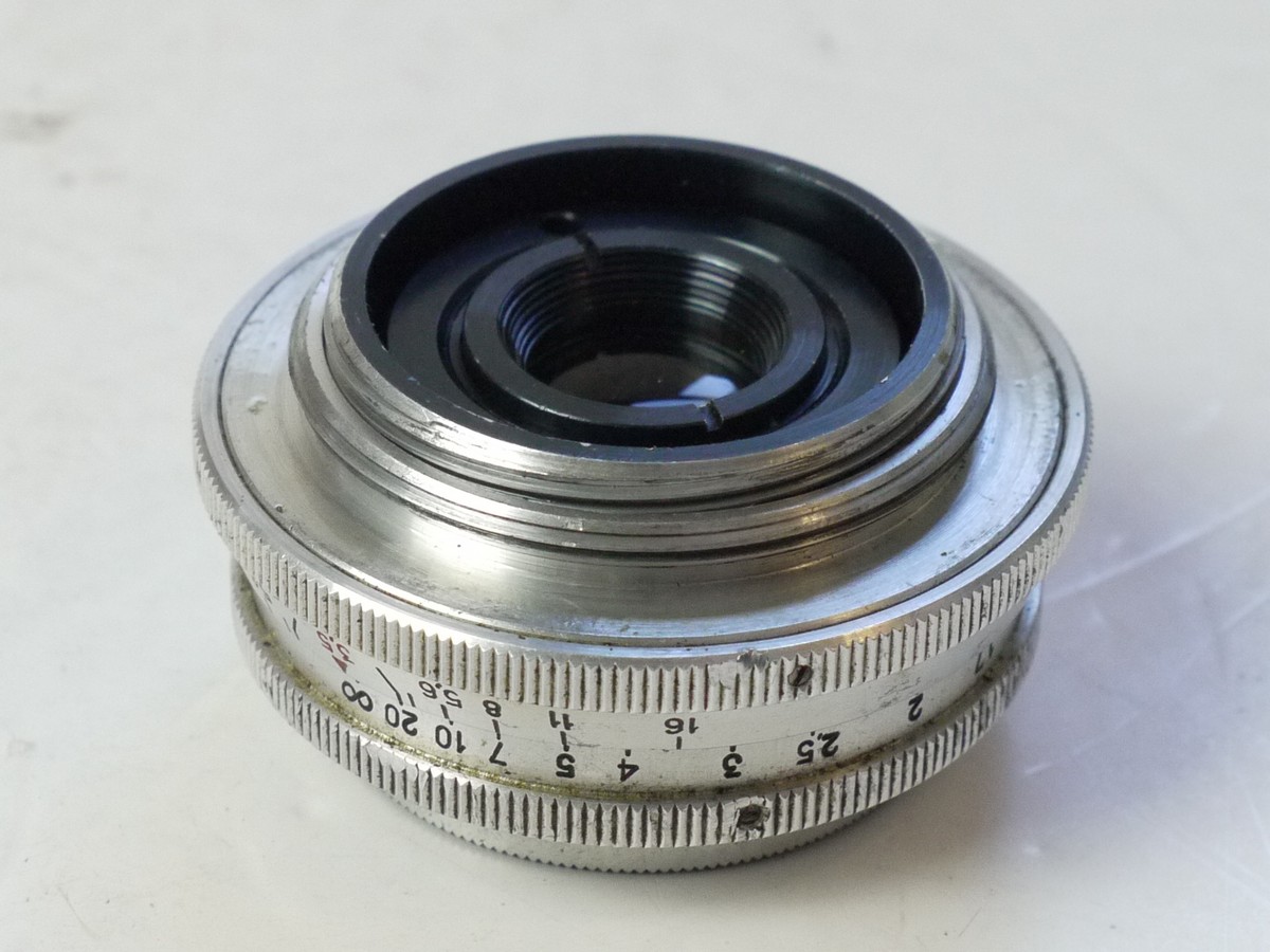 mwclassiccameras-20250815-8 Krasnagorsk 50mm f3.5 Industar-50 lens, all chrome, in L39/M39 screw mount (for the Zenit 3M L39 SLR)
