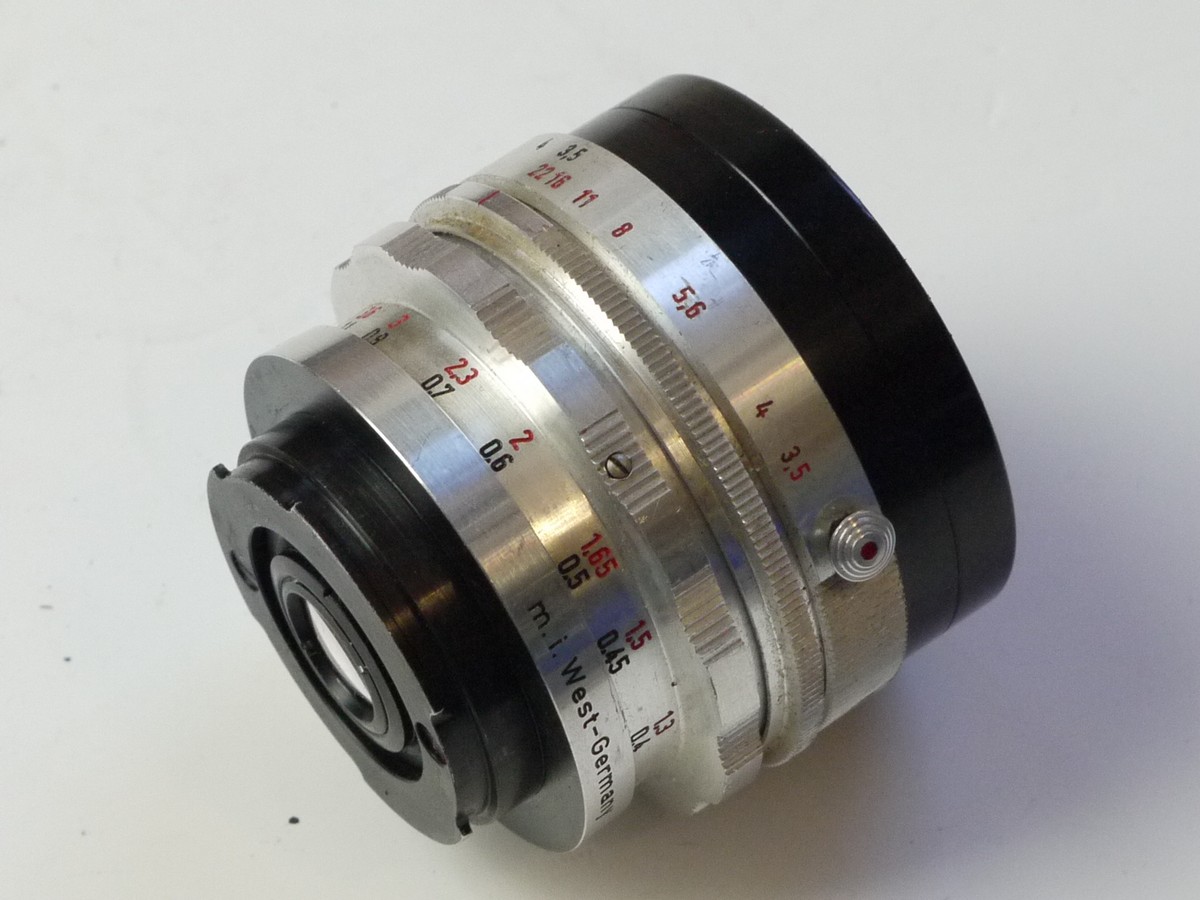 mwclassiccameras-20250822-109 Enna Munchen 28mm f3.5 Ultra-Lithagon coated all chrome pre-set lens in manual Exakta mount + rear cap & keeper case
