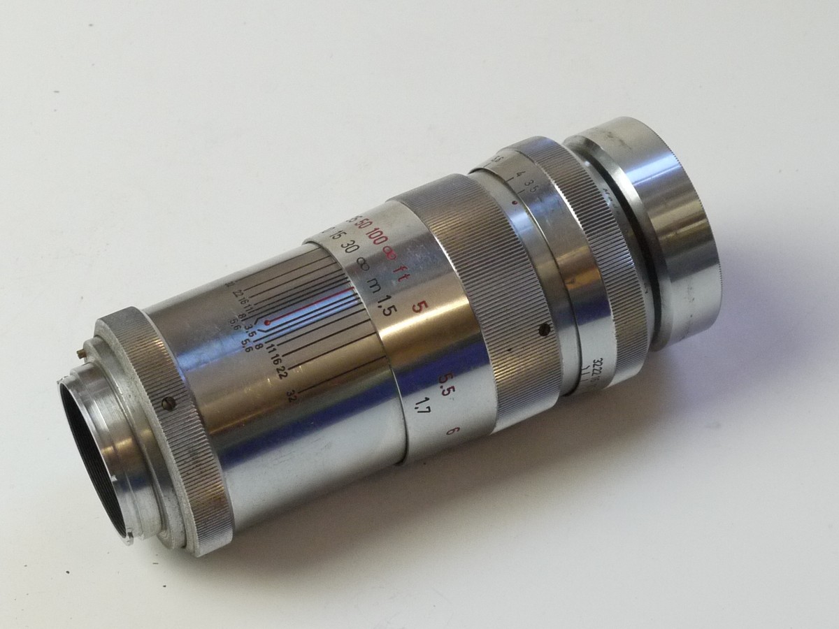 mwclassiccameras-20250822-111 Schneider 135mm f3.5 Xenar coated chrome lens in manual Exakta mount + rear cap. Early heavy metal type